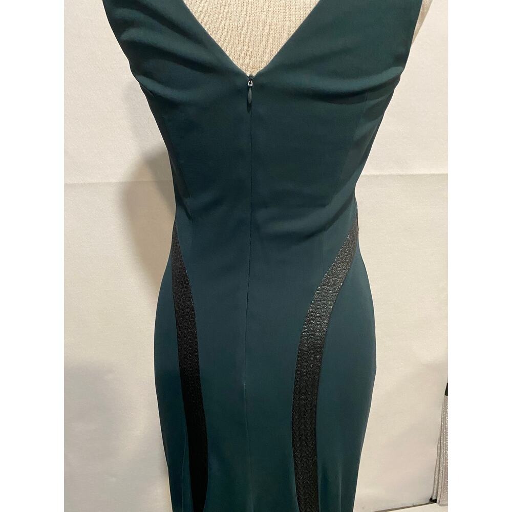 David Meister Women's 6 Green Double V-Neck Sheath Dress Metallic Details - Picture 7 of 14